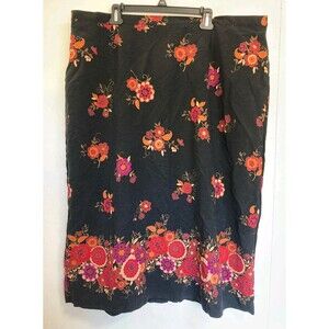 Notations Skirt Womens L Long Black Dark Floral Peasant Goblincore Festival